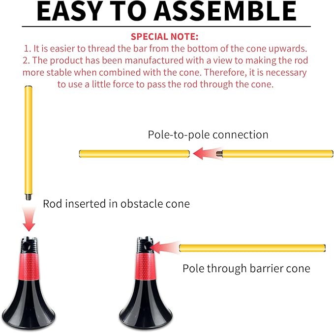 Obstacle Cones for Basketball Football and Sports Training, 10pcs Cones and 10pcs Poles with Carry Bag, Basketball Cones and Soccer Agility Poles for Soccer Basketball Speed Training