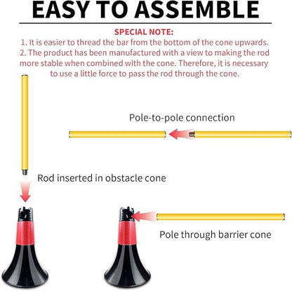 Obstacle Cones for Basketball Football and Sports Training, 10pcs Cones and 10pcs Poles with Carry Bag, Basketball Cones and Soccer Agility Poles for Soccer Basketball Speed Training