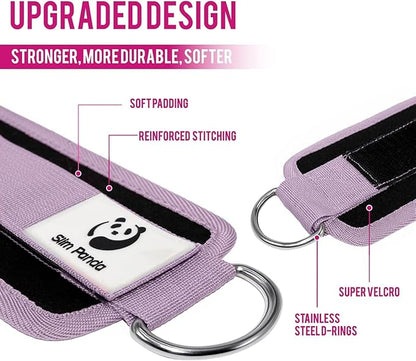 Slim Panda Ankle Strap for Cable Machine,Ankle Cuff for Kickbacks, Booty Hip Abductors,Glute Workouts, Leg Extensions, Curls for Men and Women, Adjustable with Double D-Rings