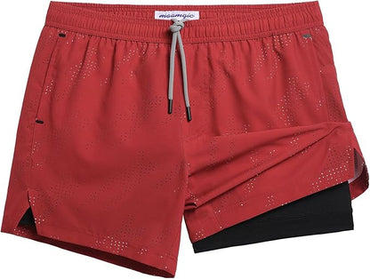 maamgic Mens Running Shorts with Compression Liner 5" Quick Dry Workout Shorts Anti-Chafe Gym Shorts 2 in 1 Athletic Shorts