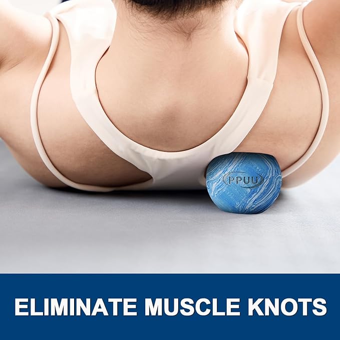 Massage Lacrosse Ball for Myofascial & Trigger Point Release, Muscle Knots, Yoga Therapy – Improves Joint Mobility & Relieves Pain – Back, Neck, Plantar Fascia, HIPS – 2.5-Inch Blue Rubber