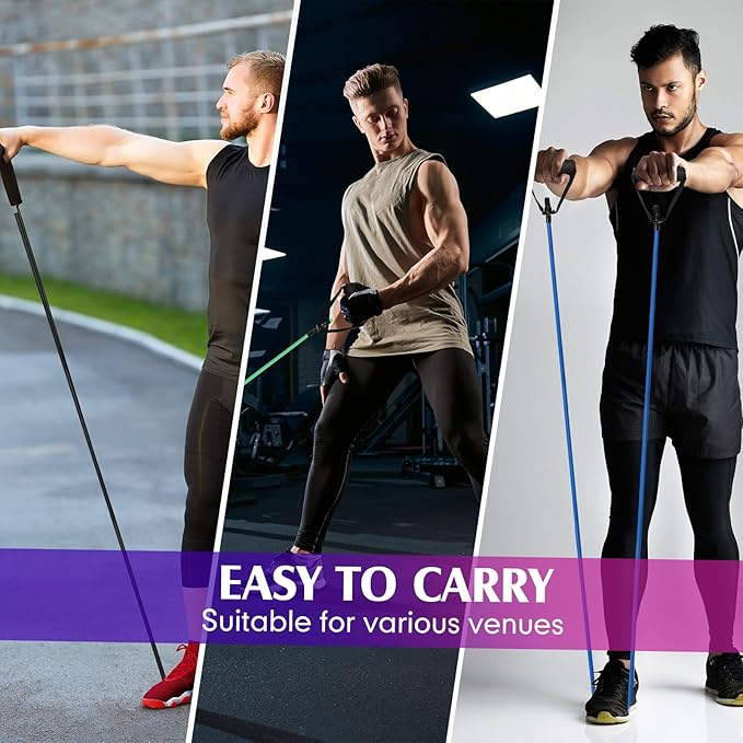 Shappy 20 Pcs Resistance Bands with Handles Exercise Tube from 5 to 50 Pounds Resistance Tubes with Handles Workout Stretch Bands for Exercise Physical Therapy Workouts Fitness