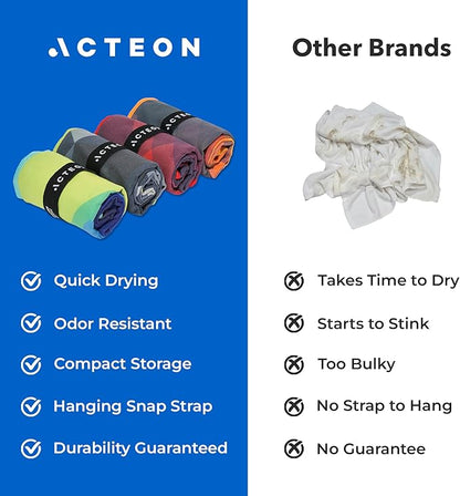 Acteon Microfiber Gym Towels 4 Pack, Quick Dry Odor Free Workout Towels for Men and Women, Super Absorbent Sports Sweat Towel for Gym, Yoga, Running, Travel, 16 x 30.5 Inch