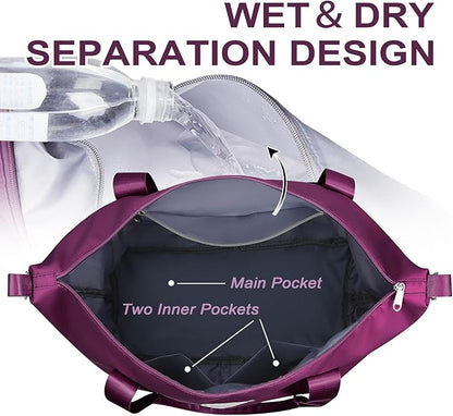 WOOMADA Weekender Bag for Women, Travel Duffel Bags with Shoe Compartment & Wet Pocket, Personal Item Bag for Airlines