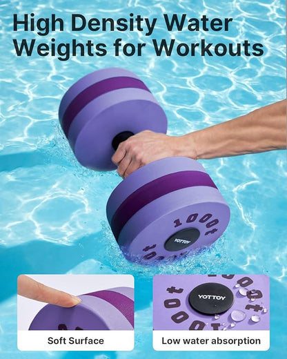 YOTTOY Water Dumbbells for Pool Exercise,Foam Aquatic Dumbbells for Water Aerobics,Resistance Training & Physical Therapy,Pool Weights for Water Workouts,Aqua Fitness,Set of 2