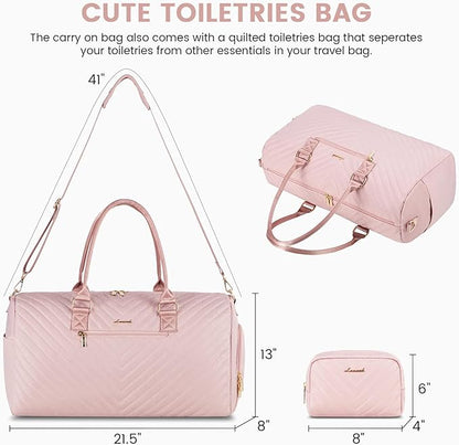 LOVEVOOK Travel Duffle Bag, Weekender Bag for Women with Toiletry Bag, Carry on Overnight Bag with Shoe Compartment, Gym Duffel Bag with Wet Pocket, Mommy Hospital Bags for Labor and Delivery