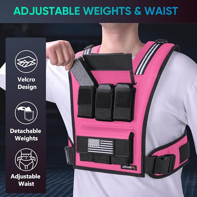 APEXUP Adjustable Weighted Vest Men 20lbs/30lbs/40lbs Weights with Reflective Stripe, Weight Vest Woman Workout Vest for Strength Training Running Walking