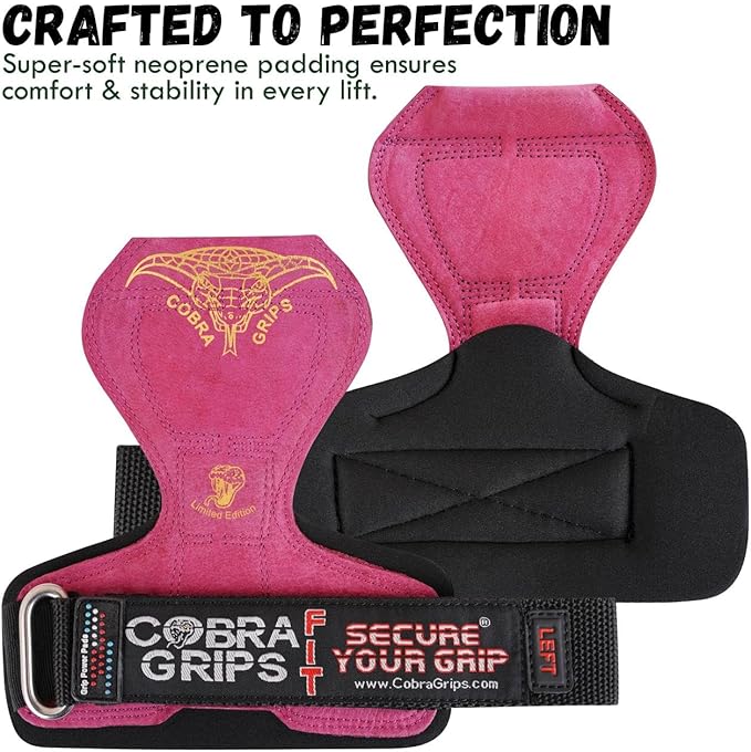 Cobra Grips PRO Weight Lifting Gloves Heavy Duty Straps Alternative with Power Lifting Hooks Padded Wrist Support for Deadlifts & Bodybuilding