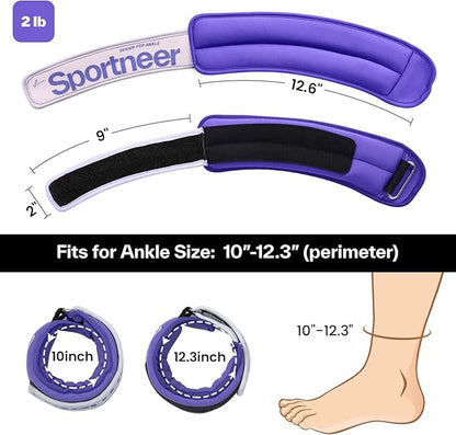Sportneer Ankle Weights 0.5/1/2/3/5 LBS 1 Pair Wrist Leg Arm Weights for Women Men Kids Child with Adjustable Straps, Strength Weighted for Jogging Running Walking Fitness Gym Workout