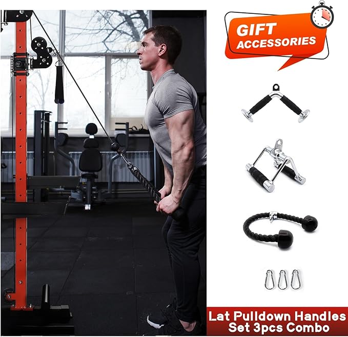 RitFit Multi-Function Garage & Home Gym Package Includes 1200LBS Power Cage PPC03/P3 with Cable Crossover System, Weight Bench, Olympic Barbell Weight Set, Full Body Workout