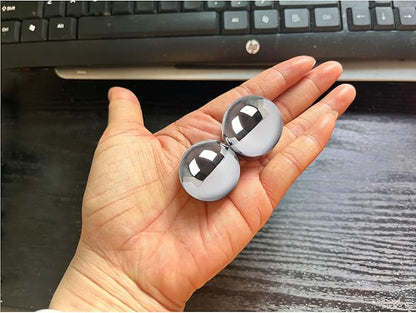 Stainless Steel Baoding Balls Set, 1.2 Inches Chinese Health Balls, Metal Stress Relief Hand Massage Balls No Chime for Hand Exercise, Hands Therapy