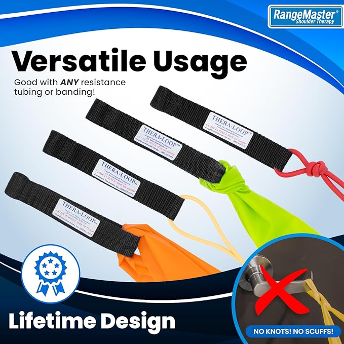 RangeMaster TheraLoop Door Anchors │ Non-Slip │ Complements Exercise Bands or Tubes │ Great for Exercising or Strengthening Activities│2 Pack (Black)