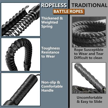 Weighted Ropeless Battle Rope for Home Gym, Strength Training,Portable Workout Ropes for HIIT Workouts, Low-Impact Cardio Training, Durable Core Strength Arm Muscle Builder Ropes for Men&Women- 2PCS