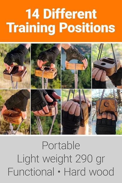 Portable Hangboard for Rock Climbing Holds,Fingerboard Trainer for Hand Grip Strengthener,Pinch Block Grip,Home Gym Fitness Workout Equipment -Hard Wood