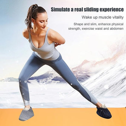 Workout Slide Board, Exercise Sliding Board Equipment with Shoe Booties for Full-Body Strength Training, Speed and Balance Exercises