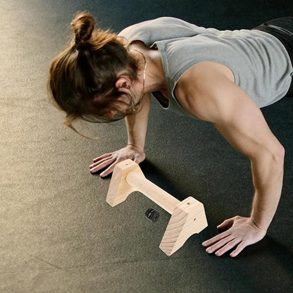 Wooden Push up Handles Parallettes Bars 30cm Beech Wood Push up Grip Stands Non-slip Calisthenics Equipment for Men and Women Floor Exercise Training