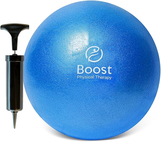 Small Exercise Ball with Pump, 9 Inch Mini Pilates Ball with Exercise Guide, Small Workout Ball for Stability, Fitness, Barre, Yoga, Core Training & Physical Therapy, Blue