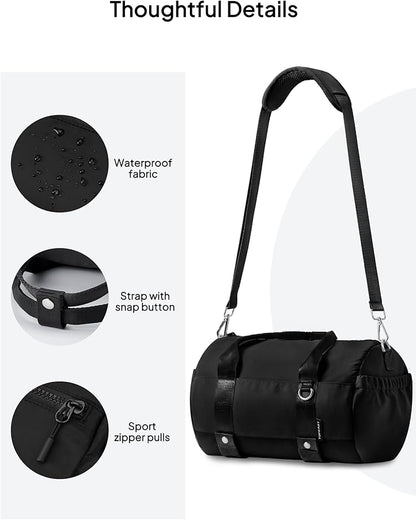 TOPEAST Small Gym Bag for Women, Mini Sports Yoga Bag Gym Tote Bag with Yoga Mat Holder, Small Sports Duffle Bag with Water Bottle Pocket & Wet Pocket for Travel Dance Workout, Black