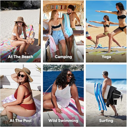 Dock & Bay Beach Towel - Quick Dry, Sand Free - Compact, Lightweight - 100% Recycled - Includes Bag - Ibiza Glow - Large (160x90cm, 63x35)