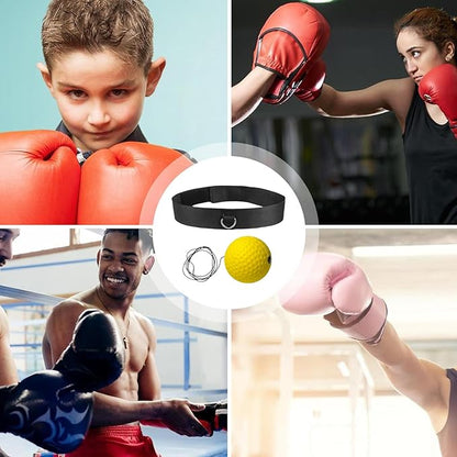 Reaction Balls Training Set - 3-Size Ball Pack, React Reflex Balls All Ages Headband, Free Cord, Child Boxing Training Headband ReactBall | Portable Fitness Reflex Ball for Home Gym Outdoor