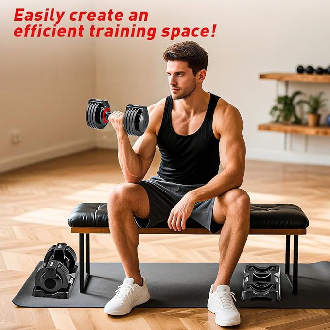 25/55lb Pair Adjustable Dumbbell Set, Adjustable Dumbbells Set of 2, 5 in 1/10 in 1 Free Weights Dumbbells Set with Anti-Slip Texture Handle, Weight Set For Home Gym Suit both Men and Women