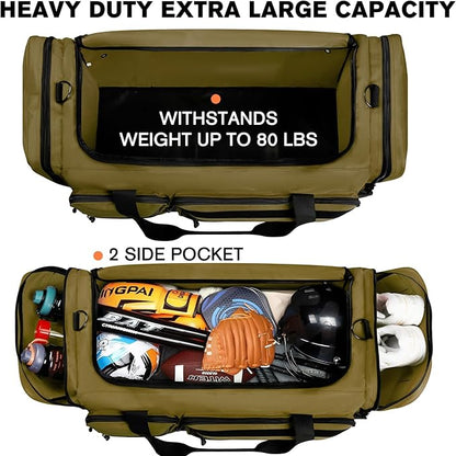 Goloni 130L Heavy Duty Large Duffle Equipment Bag,Catchers Gear Bag with Shoe Compartment,Baseball Duffle Bag