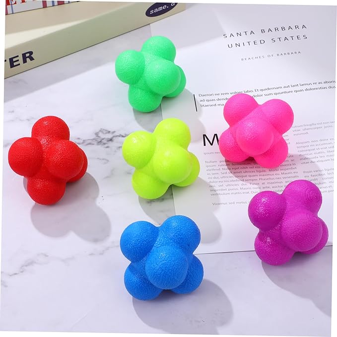 Kisangel 6 Pcs Hexagonal Reaction Balls Reflex Training Equipment for Sports Agility Improvement Lightweight Portable Design Colorful for Basketball Soccer Volleyball Football Exercises