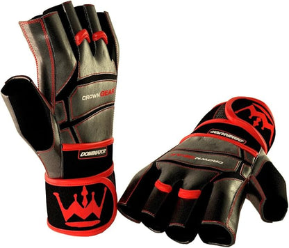 Weightlifting Gloves for Gym Fitness Bodybuilding - Dominator Leather Crossfit Cross Training Gloves Wrist Strap Wrap - Best Weight Lifting Gloves with Wrist Support for Heavy Lifting