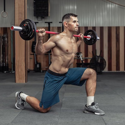 RitFit Barbell Weight Set - 4/6FT Olympic Barbell with Weight Plates (55-115LB Total) - Weightlifting Equipment for Squats, Curls, Deadlifts, Presses, Hip Thrusts