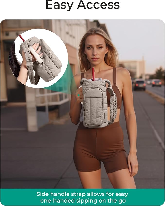 BAGSMART Water Bottle Holder Bag with Strap, 40/32 oz Crossbody Bag Gym Accessories, Sling Purses for Women