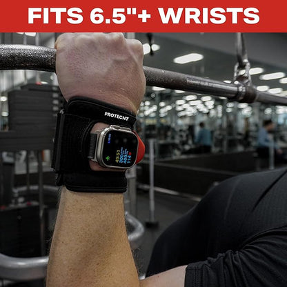 PROTECHT Lifting Wrist Straps for Weightlifting with Smartwatch, Bodybuilding, Powerlifting, Strength Training - Lifting with Apple Watch - Padded with Cotton Strap and Wrist Support for Hard Pull