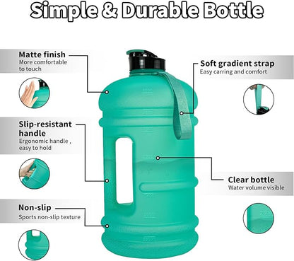TOOFEEL 1 Gallon Water Bottle,Leakproof,Bpa Free,Dishwasher Safe,128 oz Large Water Jug wiht Handle,Travel & Camping & Sports & Gym Water Bottle For Men and Women - Matte Mint Green