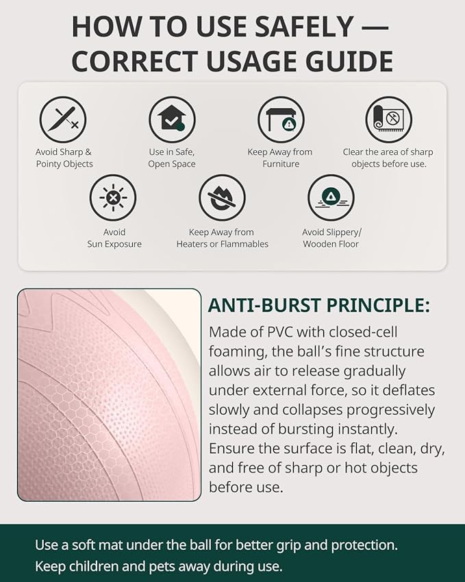Trideer Pregnancy Birthing Ball, 1.7mm Extra Thick Yoga Ball for Maternity, Labor, Physio, Recovery, Illustrated Exercise Guide & Baby Memory Book Included, 1000LB Anti-Burst & Non-Slip Stability Ball
