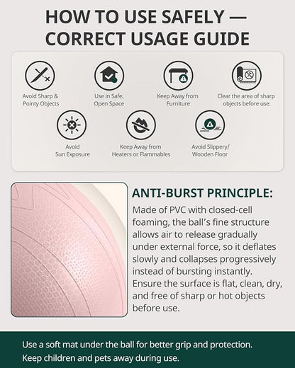 Trideer Pregnancy Birthing Ball, 1.7mm Extra Thick Yoga Ball for Maternity, Labor, Physio, Recovery, Illustrated Exercise Guide & Baby Memory Book Included, 1000LB Anti-Burst & Non-Slip Stability Ball