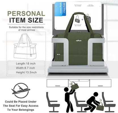 ETRONIK Gym Bag for Women, Personal Item Travel Bag with Shoes Compartment, Weekender Overnight Duffel Bag with Wet Pocket & USB Charging Port, Carry On Bag for Women, Travel, Gym, Weekend