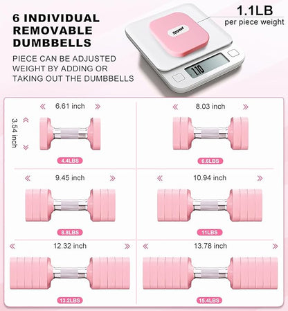 15LB 20LB 30LB 40LB 50LB Adjustable Dumbbell Set Free Weights Dumbbells Set for Women Men Hand Weights Sets Adjust Dumbbell Weight Sets for Home Gym Exercise Workout Strength Training Equipments