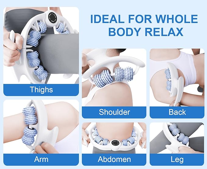 KESHWELL Cellulite Massage Roller,Lymphatic Drainage Massager,Muscle Massage Roller,Cellulite Remover for Leg Massager,Manual Massage Stick with Detachable Rollers for Leg,Neck,Back, Arm,Thigh.Blue