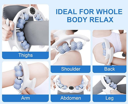 KESHWELL Cellulite Massage Roller,Lymphatic Drainage Massager,Muscle Massage Roller,Cellulite Remover for Leg Massager,Manual Massage Stick with Detachable Rollers for Leg,Neck,Back, Arm,Thigh.Blue