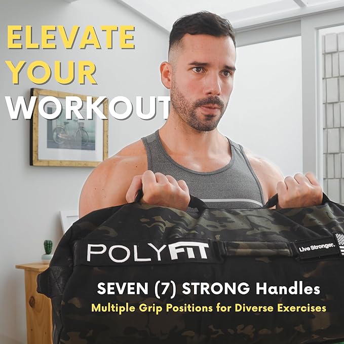 Polyfit Sandbag Pro - Workout Sandbag with Triple Closure Filler Bag and Reinforced Nylon Webbing - Sand Not Included - Multiple Colors & Sizes