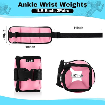 2 Pairs Ankle Wrist Weights for Land or Aquatic Exercise Aqua Cuffs Aqua Aerobics Fitness Bands for Ankle and Wrist Adjustable Weights for Swimming Pool Workout Equipment