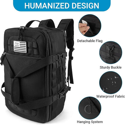 Gym Bag for Women & Men, 3 in 1 Carry on Travel Backpack with Wet Pocket, Anti-Theft Carry On Weekender Bag for Airplane, Workout Overnight Backpack for Travel, Black