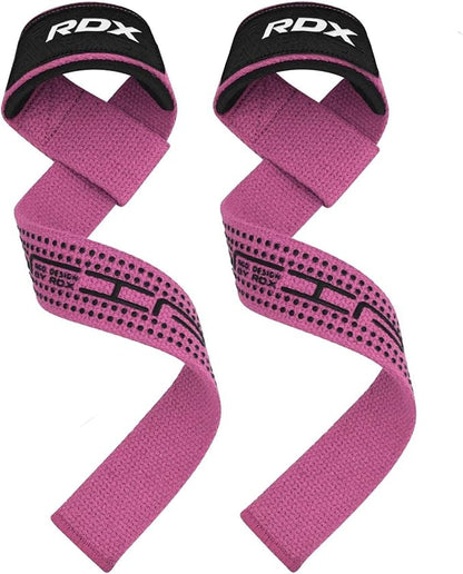 RDX Lifting Straps for Weightlifting –100% Cotton Heavy Duty Gym Wrist Strap with 5MM Neoprene Padding, 60CM Anti-Slip Hand Grip Wraps for Deadlifts Powerlifting Workouts Strength Training, Men Women