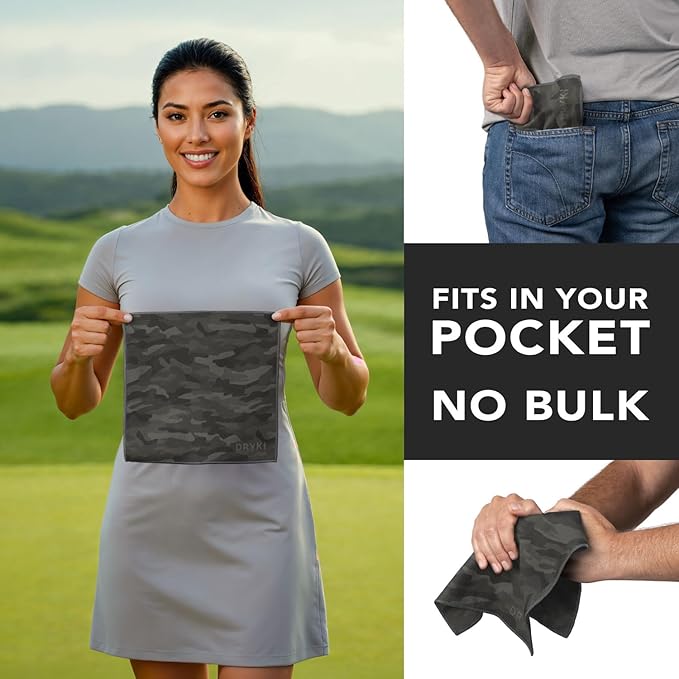 Pocket-Sized Sweat Towels - The Original Sweat Absorbing Handkerchiefs - Quick-Dry Microfiber Sweat Rags for Face, Hands, & Body - Men & Women - Gym, Sports, and Work (Moss Camo: 5 Pack)