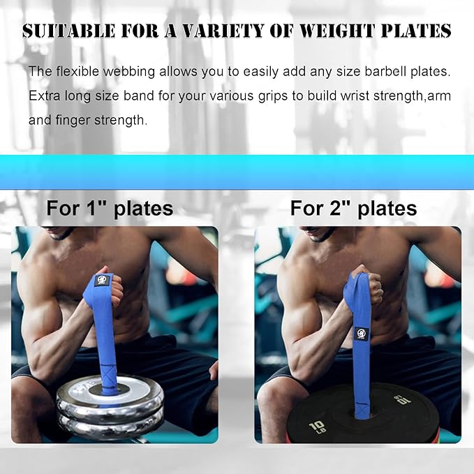 J Bryant Arm Wrestling Training Strap Belt Hand Grip- Ideal for Wrist Forearm and Biceps Workouts Multifunctional Home Gym Fitness Equipment Compatible with 1 inch and 2 inches Barbell Plates