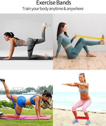 5-Level Resistance Bands Set - Skin-Friendly Exercise Bands for Home Fitness, Yoga, Leg Training & Physical Therapy
