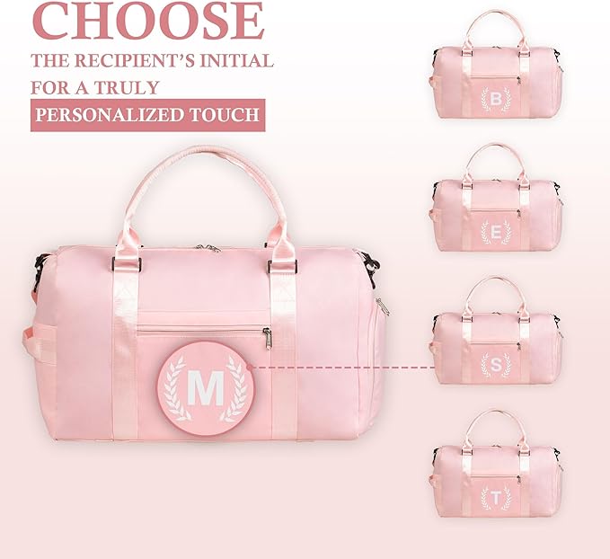 Gym Bag for Women, Personalized Duffle Bag with Shoe Compartment, Sports Bag for Yoga & Dance with Wet Pocket and Mat Strap.