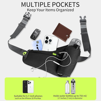 Hydration Belt,Running Water Bottle Belt for Women & Men - Hydration Fanny Pack with Water Bottle Holder for Hiking, Walking, Gym | Lightweight Waist Pack for Running, Fitness, Marathon Essentials