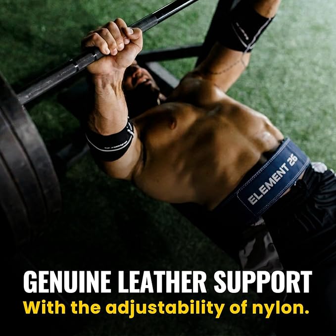 Element 26 Hybrid Leather Weight Lifting Belt for Men & Women - Self locking Adjustable Leather Belt for Powerlifting, Olympic lifting & Functional Fitness - Weight Belt, Squat Belt, Back Support