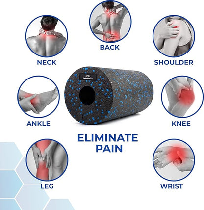 Foam Roller - Medium Density Level - Foam Rollers for Back Pain or Muscle Massage - Deep Tissue Massage - Black/Blue