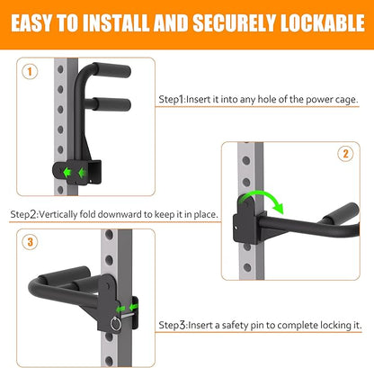 Muti-Grip Dip Bars Attachment for Power Cage with 5/8" or 1" Hole, Non-Slip Wide & Narrow Grip Dips Double Handles, 600 lbs Capacity, Squat Rack Attachment for Dips, Inverted Rows, Push-Ups